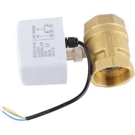 Vanne à bille motorisée en laiton DN50 2" AC220V, 3 fils, 2 voies pour système de contrôle automatique (1/5)