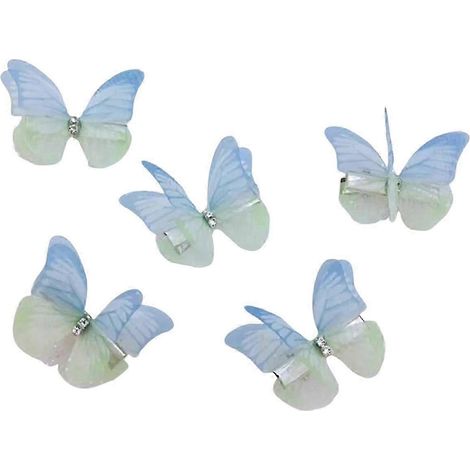 Lot de 5 pinces à cheveux décoratives papillons pour fille, design papillons 3D double face, antidérapantes-A-Green (1/5)