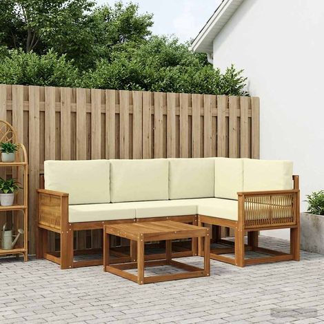 vidaXL Set di divani da esterno 5 pcs Naturale e Crema Poliestere