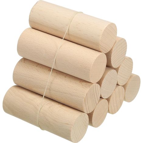 10 pcs Inachevé Bois Cheville Tiges Rond Chevilles Bois Dur Bâtons (1/5)