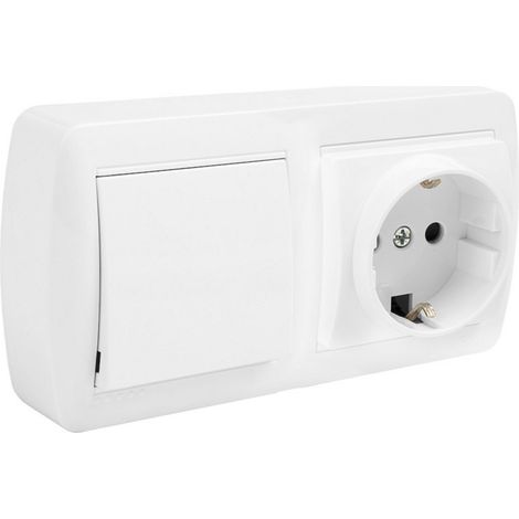 Base della spina Solera mur96u Doppia Bipolare Interruttore/Commutatore Otturatore Bianco Superficie 250 V 16 A