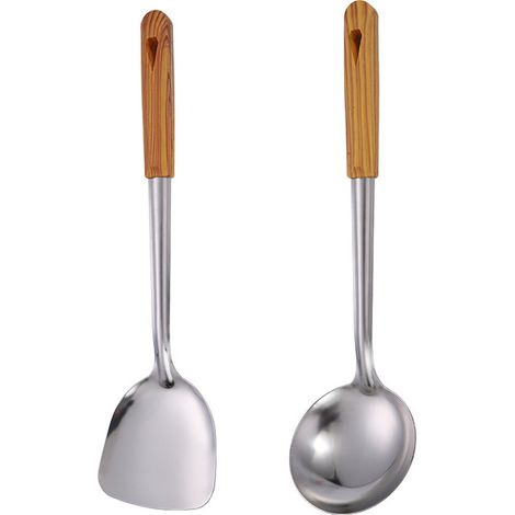 Ensemble d'ustensiles de cuisine en acier inoxydable - 2 ustensiles de cuisine - Ensemble d'ustensiles de cuisine antiadhésifs (1/5)