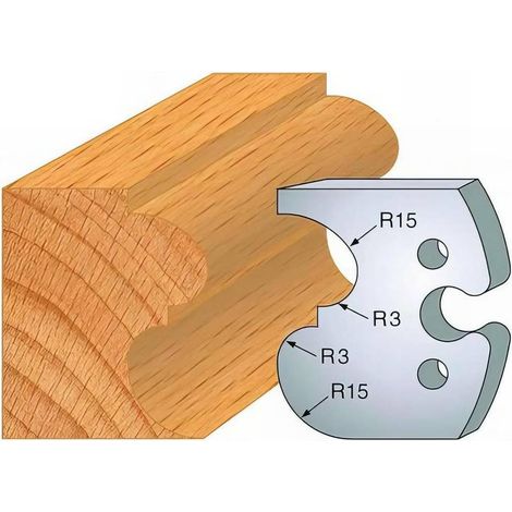 Jeu de 2 Fers Profilés Acier HT 50 x 5,5 mm - N°216 Bec de corbin et scotie - Outil de menuiserie - Diamwood