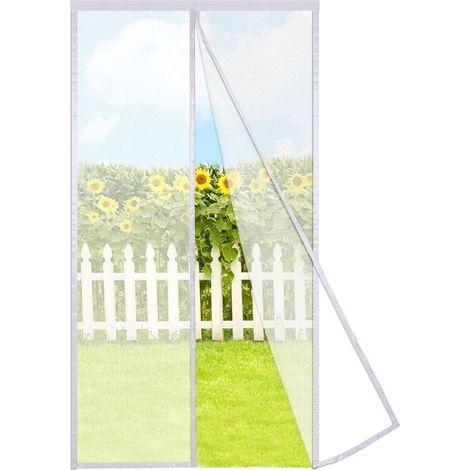 Moustiquaire Fenetre Magnetique 90x210cm, Blanc - Filet Rideau Moustiquaire Aimantée pour Porte Fenetre, Anti-moustiques, avec Bande Adhésive (1/5)