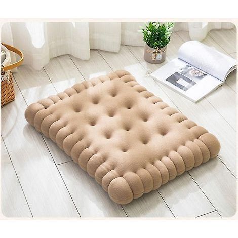 Coussin de chaise en peluche douce - Coussin d'assise épais et confortable en forme de biscuit pour bureau, salle à manger, canapé (beige, 40x45cm) (1/5)