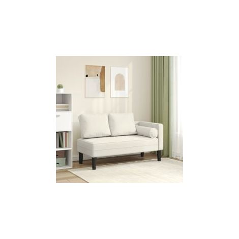 Chaise longue avec coussins crème velours (1/5)