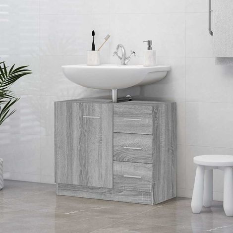 vidaXL Armario para lavabo madera contrachapada gris Sonoma 63x30x54cm (1/5)