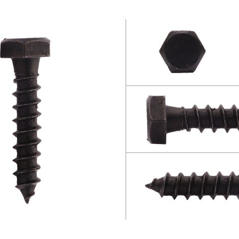 Sechskant Holzschrauben verzinkt schwarz M6 x 30 mm - Pro 25