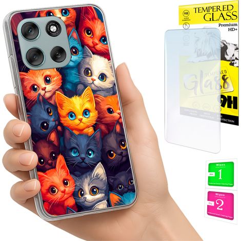Funda para Motorola Moto G56 con diseño de gatos y cristal. (1/5)
