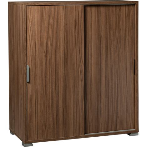 Mobiletto da interno in legno nobilitato bilaminato con ante scorrevoli 3 ripiani Linea Classic - Brown (1/5)
