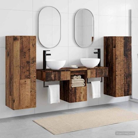 vidaXL Bathroom Furniture Set 5 pcs Old Wood 33 x 34.5 x 100 cm (1/5)