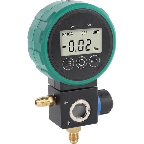 Manomètre Numérique HVAC, Jauge de Pression Frigorifique Haute Précision 0-5MPa avec Vanne à Boisseau Sphérique, Compatible R410A R32 R134a R404A, Outil de Diagnostic pour (1/5)