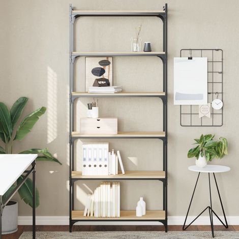 Bücherregal 6 Böden Sonoma-Eiche 80x30x188 cm Holzwerkstoff vidaXL (1/5)
