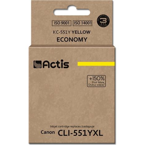 Encre Actis KC-551Y (remplace Canon CLI-551Y Standard 12 ml jaune (avec puce))