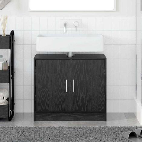 Badezimmerschrank mit Tür Schwarz Eichen-Optik 63 x 29 x 55 cm