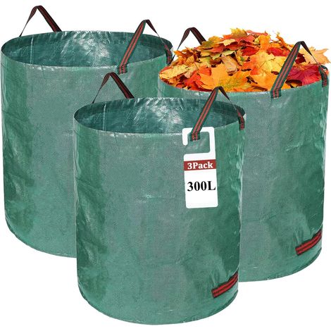 Lot de 3 sacs de jardin de 300 l, extra stables, imperméables, avec 4 (1/5)