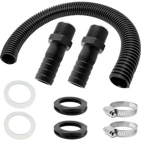 2 pièces d'accessoires pour récupérateur d'eau de pluie 1000 L : joint + tuyau de raccordement de 0,5 m, kit de fixation pour cuve de récupération d'eau de pluie (1/5)