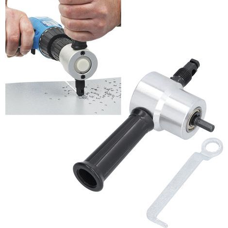 Nibbleuse à Métal Double Tête pour Perceuse, Kit de Découpe Droite et Courbe avec Outil Adjustable (1/5)