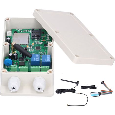 Boîtier de relais télécommandé AC DC 12/24V, interrupteur à contact double canal pour GSMKEY4G 4G/3G/GSM (Fréquence EU) (1/5)