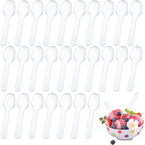 Irovami Mini cuillères plastique 500 – 7.6cm, transparentes – Idéal pour dessert, gelée, yaourt (1/5)