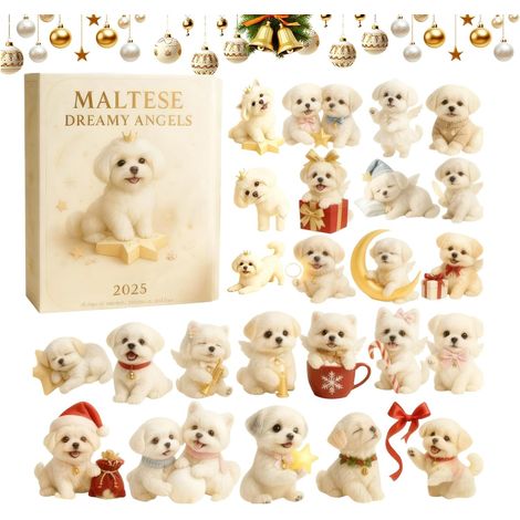 Calendrier de l'Avent pour objet de collection 2025 2D, motifs de chiots de Noël, calendrier de décoration  pour anniversaire, enfants, adultes, chiens, amoureux (1/4)