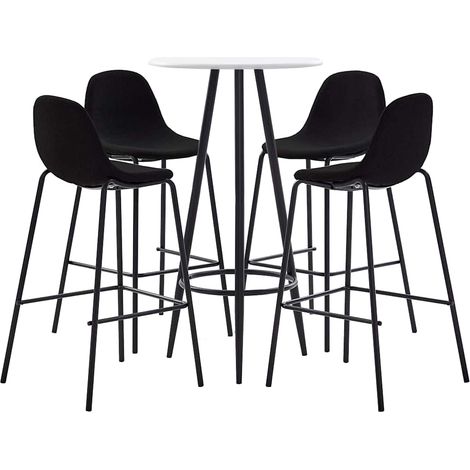 vidaXL Juego de mesa alta y taburetes 5 piezas tela negra (1/5)