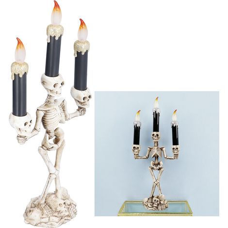 Bougie LED sans flamme, ornement de crâne en cire fondante réaliste, lampe crâne, chandelier électronique, lampe bougie main fantôme. (1/5)