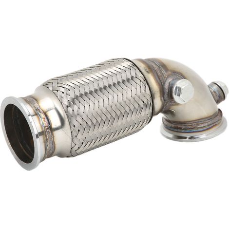 Tubo de escape descendente de 2,5 pulgadas con abrazadera en V, codo de 90 grados con fuelle flexible, modificación de acero inoxidable (1/3)