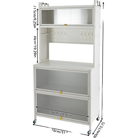 Estantería de almacenamiento, 5 niveles, carrito de cocina con ruedas, BLANCO (1/2)
