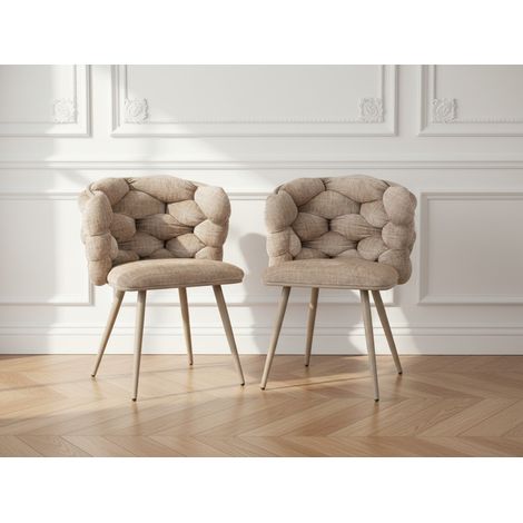 BOBOCHIC - Lot de 2 chaises CHLOE Tissu texturé   Beige
