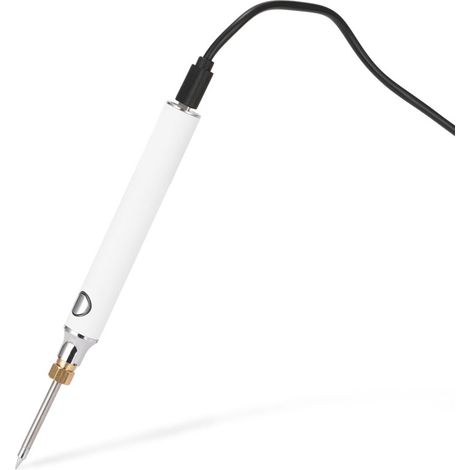 Kit saldatore elettrico HANDSKIT con alimentatore USB da 5V 8W, temperatura regolabile, supporto e filo per saldatura.