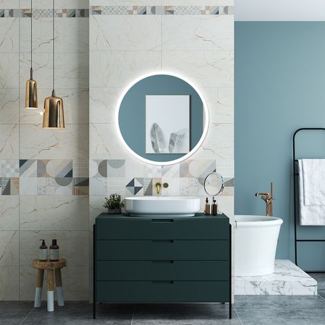 OCEAN Specchio da bagno 70 x 70 cm, 3 colori, antiappannamento, dimmerabile, interruttore touch, Funzione Memoria (1/5)
