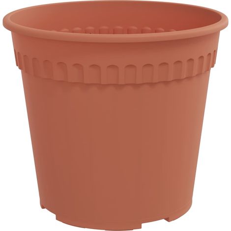Juego de 24 macetas redondas ligeras para jardín o patio 19 x 19 x 16 cm plástico rojo ladrillo 020059318 (1/5)