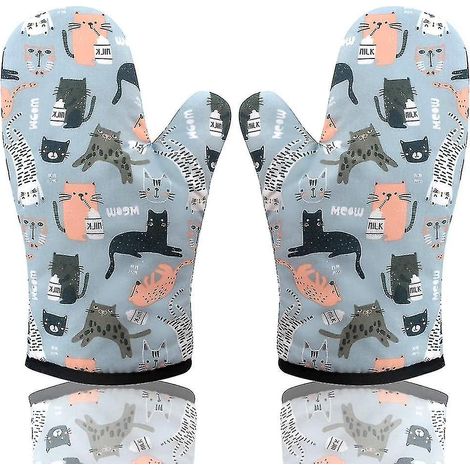 Gants de cuisine, maniques, gants de four, gants de cuisine résistants à la chaleur, lot de 2 (cat) 2024 (1/5)