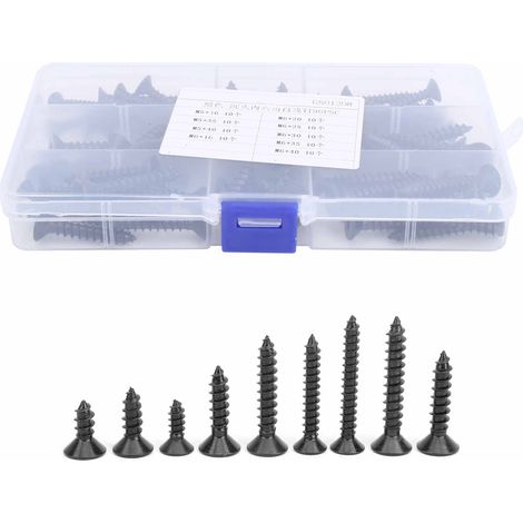 Lot de 90 vis à bois noires à tête fraisée six pans creux, accessoires de quincaillerie pour outillage manuel (1/5)