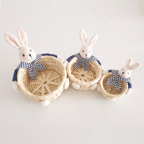 Panier Tissé - Panier À Œufs De Pâques - Décoration Festive Pour Maison - Blanc - 9 x 8 x 6 cm - 1 Pièce (1/5)