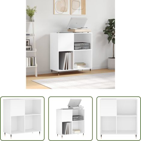 Rangement vinyle - Armoire à disques blanc 84,5x38x89 cm bois d'ingénierie (1/5)