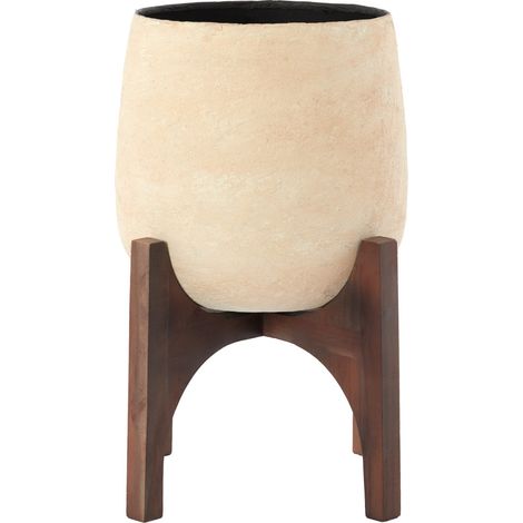 Lampada Light & Living KARUNA su piedistallo in carta-mache beige