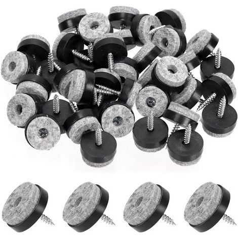 40pcs Noir 24mm Meubles Anti dérapant vis Fixe Meubles Anti dérapant Feutre Mat Protecteur de Sol Coulissant pour Pieds de Jambe en Bois pour chaises, Tables, tabourets de canapé (1/5)