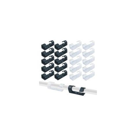 BRAVIX 40 Stück Kabelclips, Klebebefestigungen, selbstklebende Kabelmanagement-Pads, für Ladegerät/Kopfhörer/Telefon (6 mm) (Weiß + Schwarz)