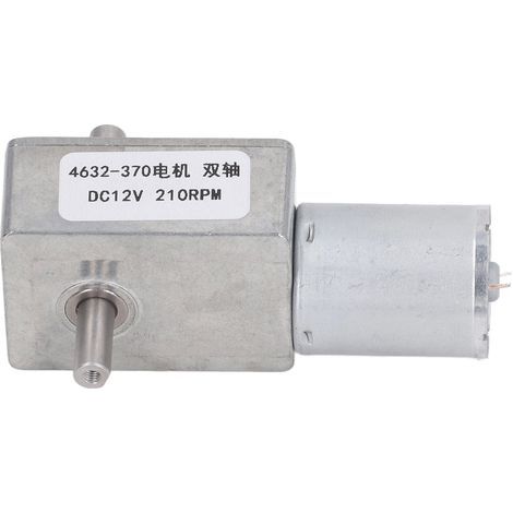 12-V-Gleichstrom-Schneckengetriebemotor, Doppelwellen-Mikro-Elektromotor, Vollmetall-Untersetzungsmotor 4632‑370, 210 U/min (1/5)