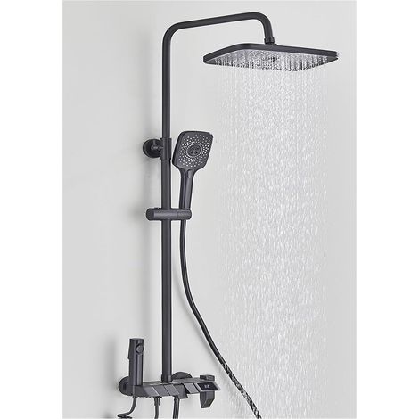 Ensemble de douche mitigeur thermostatique intelli Ensemble de douche numérique Piano noir, robinets de salle de bain en laiton intelligents, système de douche blanc à cascade chaude et froide ( Color (1/5)