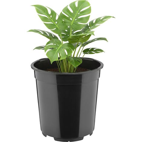Garronda Blumentopf rund hoch Kunststoff Ø21 x 20 cm (5L) mit Drainagelöchern Pflanztopf robustes PP Pflanzgefäß für Garten Gewächshaus Balkon Anzucht Innen Außenbereich Schwarz GD-0203