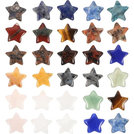 Lot de 30 Pierres Décoratives D'étoile en Cristal Naturel, Surface Lisse, Accessoires Créatifs pour Décoration Bureau ou Chambre Couleur Aléatoire (1/5)