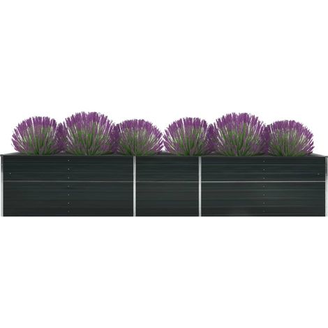 FIMEI Lit surélevé de jardin Acier galvanisé 400x80x77 cm Anthracite (1/5)