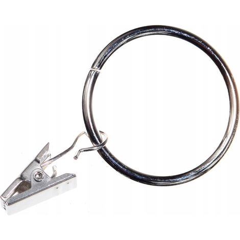 Gardinenstangenringe mit Clips, Ø 37 mm, Metall, Nickel, 50 Stück (1/5)