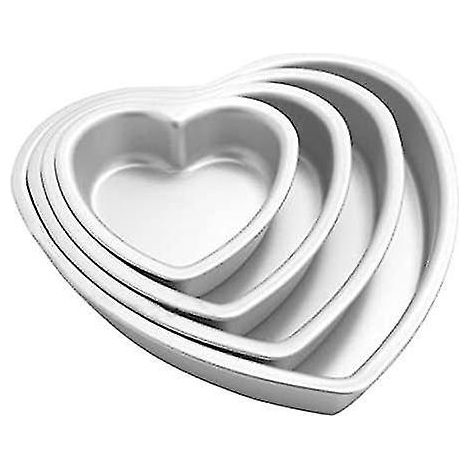 Set mit 4 herzförmigen Aluminium-Kuchenformen – 12,5 cm, 15 cm, 20 cm und 25 cm (silber) (1/5)