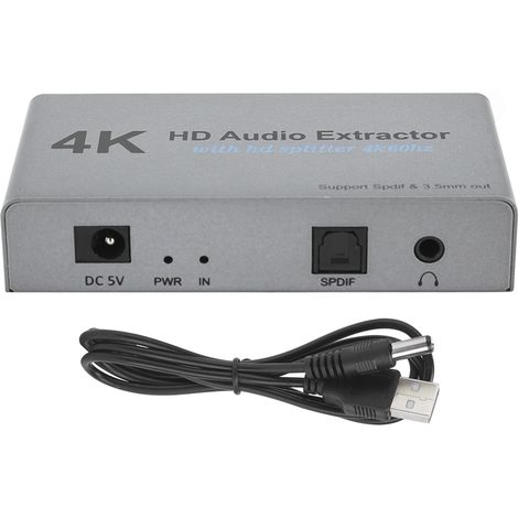 Extracteur Audio HDMI 4K avec Convertisseur 1 vers 2 et Port USB pour Ordinateur (1/5)
