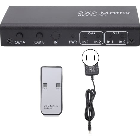 Commutateur HDMI 2 entrées 2 sorties 4K 30Hz, sélecteur automatique Multiprise HD Hub 100-240V prise US (1/5)
