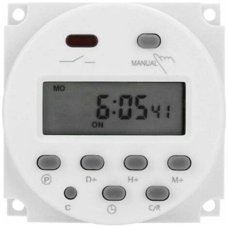Mini programmateur hebdomadaire LCD numérique 12 V avec relais et minuterie numérique, avec couvercle étanche blanc (1/5)
